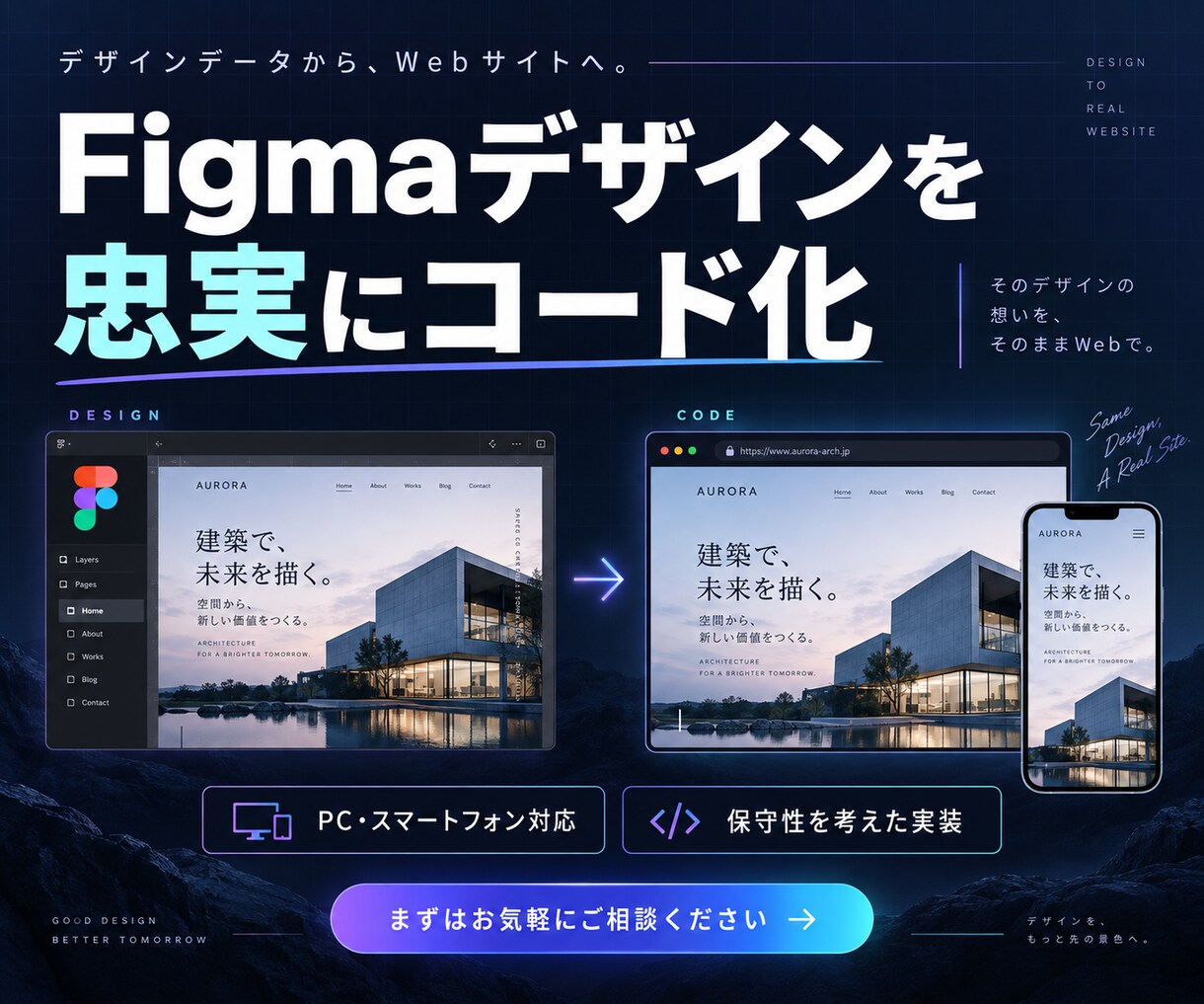 Figmaデザインを忠実にコード化します 見た目の再現からスマホ対応まで、保守性にも配慮した実装 イメージ1