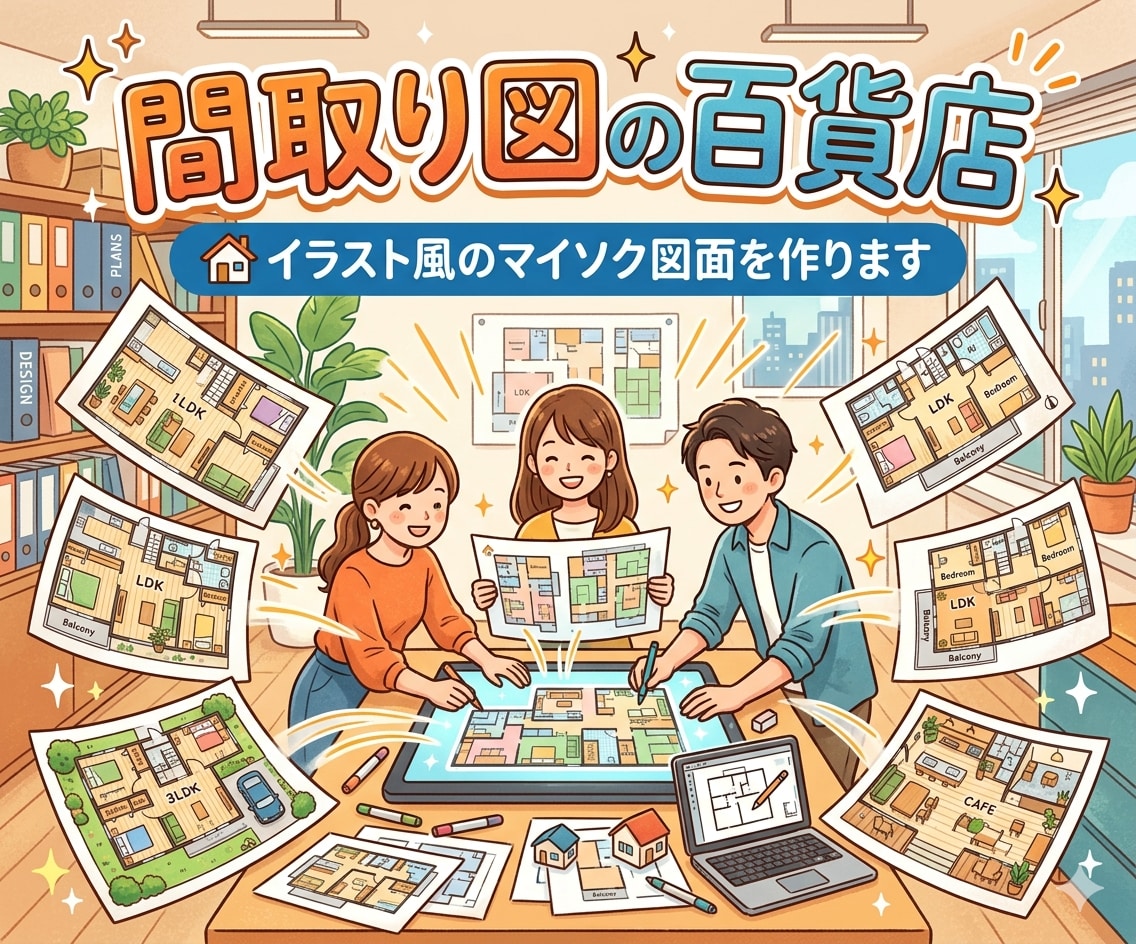 イラスト風のマイソク図面を作ります 柔らかさを感じさせる雰囲気がとてもかわいい イメージ1