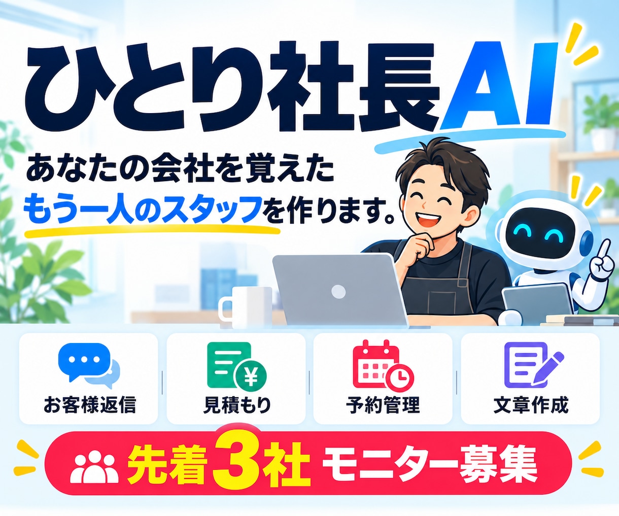 ひとり社長専用のAIスタッフを作ります あなたの会社を覚えたAIを仕事で使える形に イメージ1