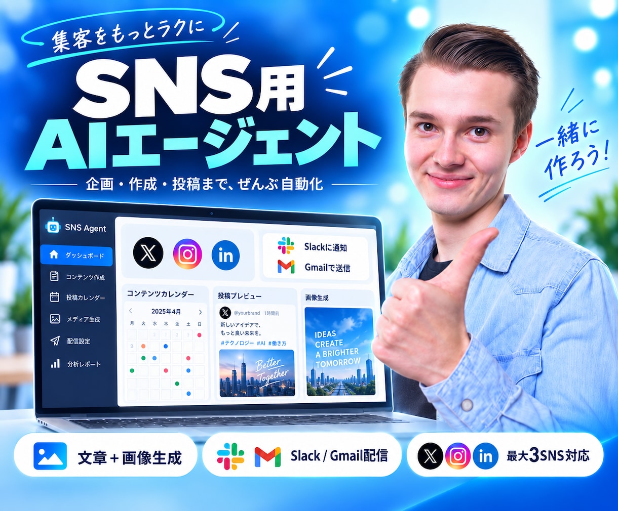 あなた専用の SNS用AIエージェントを構築します 普段のSNS業務へのAI研修・導入支援 イメージ1