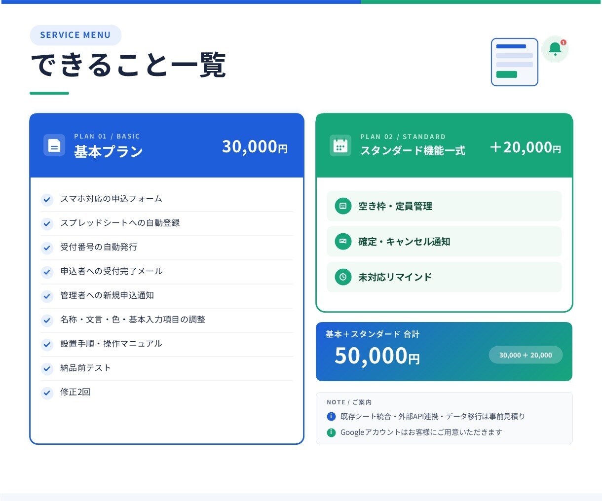 GASで申込・顧客管理を自動化します スプレッドシートへの転記・確認メール・定員管理まで一元化 イメージ2