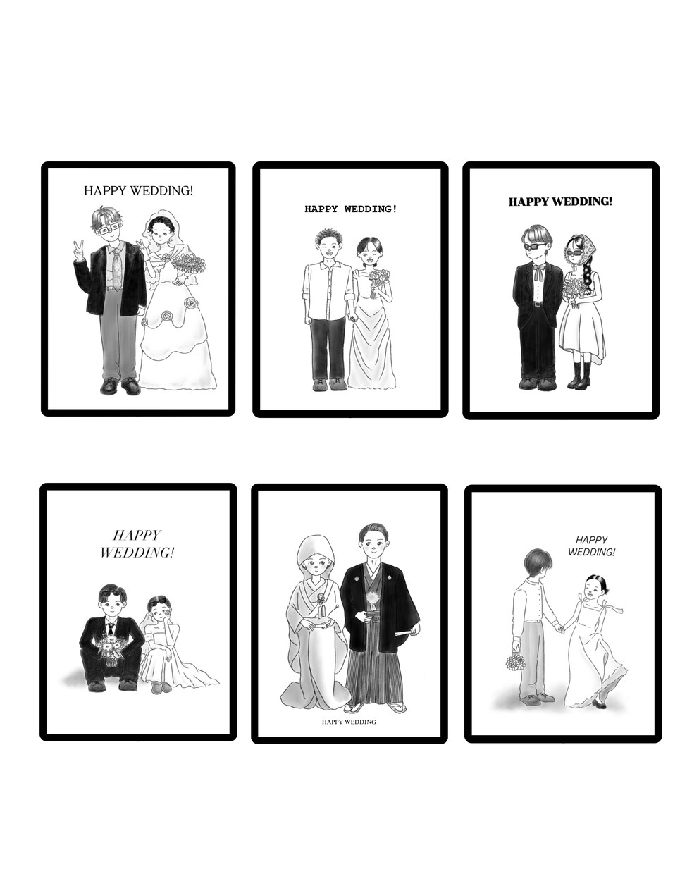 大人かわいい結婚式・記念日・お祝いイラスト描きます 結婚式・ギフトに使える大人可愛い似顔絵 イメージ1
