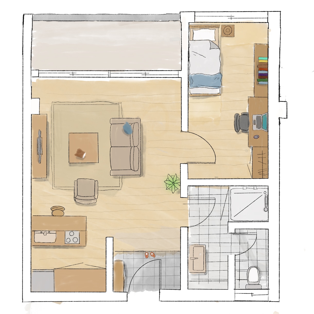 現役建築学生が、手書きの温かい図面着色を作成します 現役の建築学生(大3)が、映える手書き調な図面着色を行います イメージ3