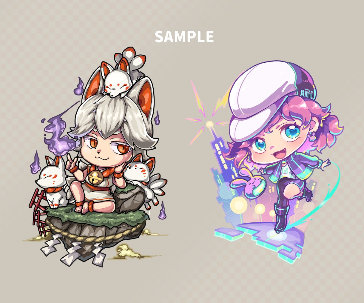 背景のあるミニキャラ原画描きます ちょっとリッチなミニキャラカット! イメージ5