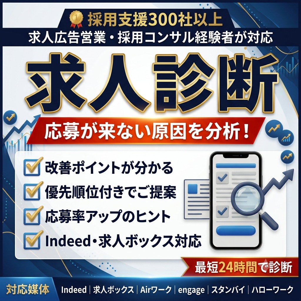 初回特価★応募が来ない求人原稿を診断します 採用のプロが応募につながる改善点をお伝えします イメージ1