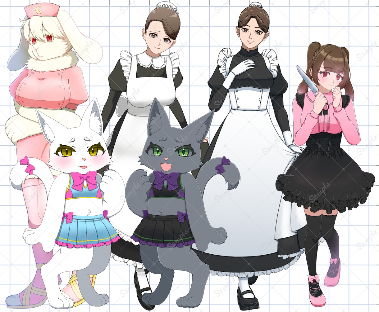 創作キャラ・ゲームやTRPGの立ち絵をお描きします 目パチ･口パク・表情差分･服装やポーズ差分等も作成可能です！ イメージ4