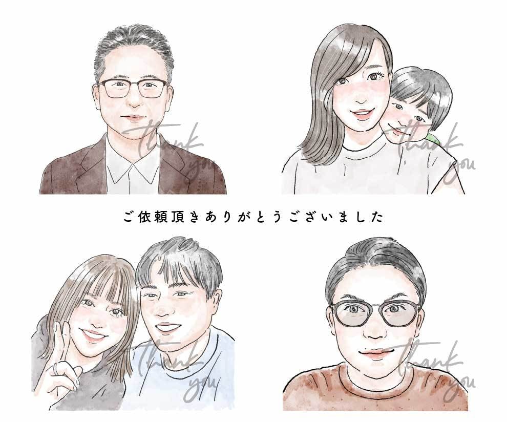 ふんわり優しいおしゃれな水彩風似顔絵作成します 好印象◎商用可◎ビジネス・SNS・ブログ・アイコン・HPなど イメージ5