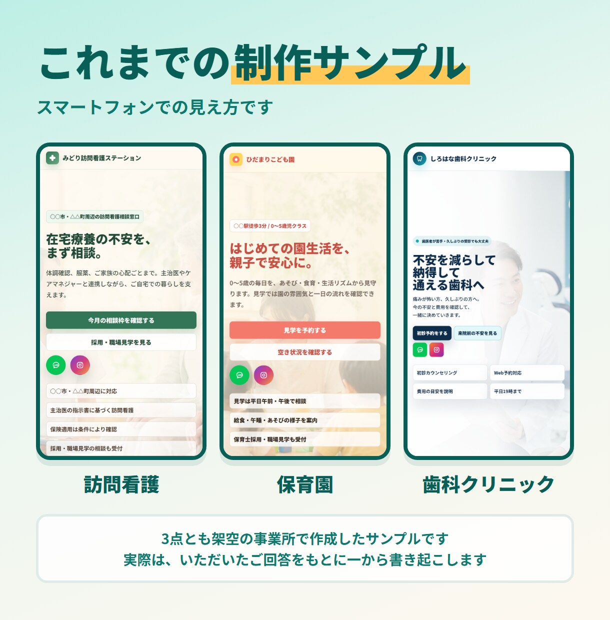 原稿はこちらで書きホームページを公開まで作ります スマホ対応・公開URLまで込み｜医療福祉・地域のお店へ イメージ5