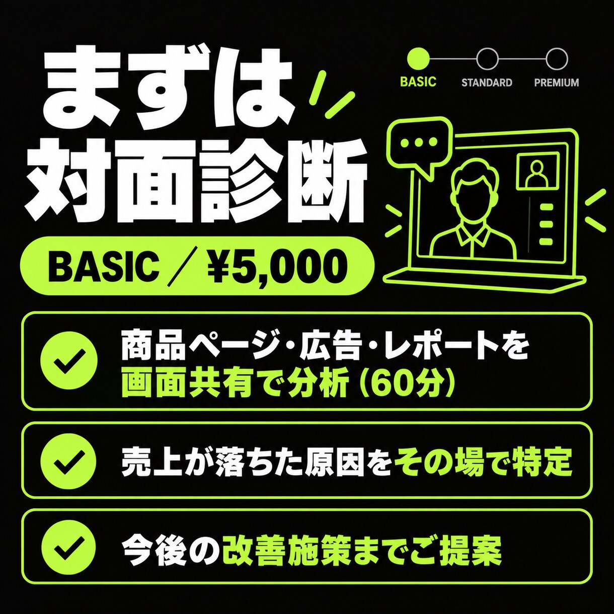 Amazonの売上不振、対面で原因を診断します 現役運用者が画面共有で診断、改善策までご提案 イメージ5