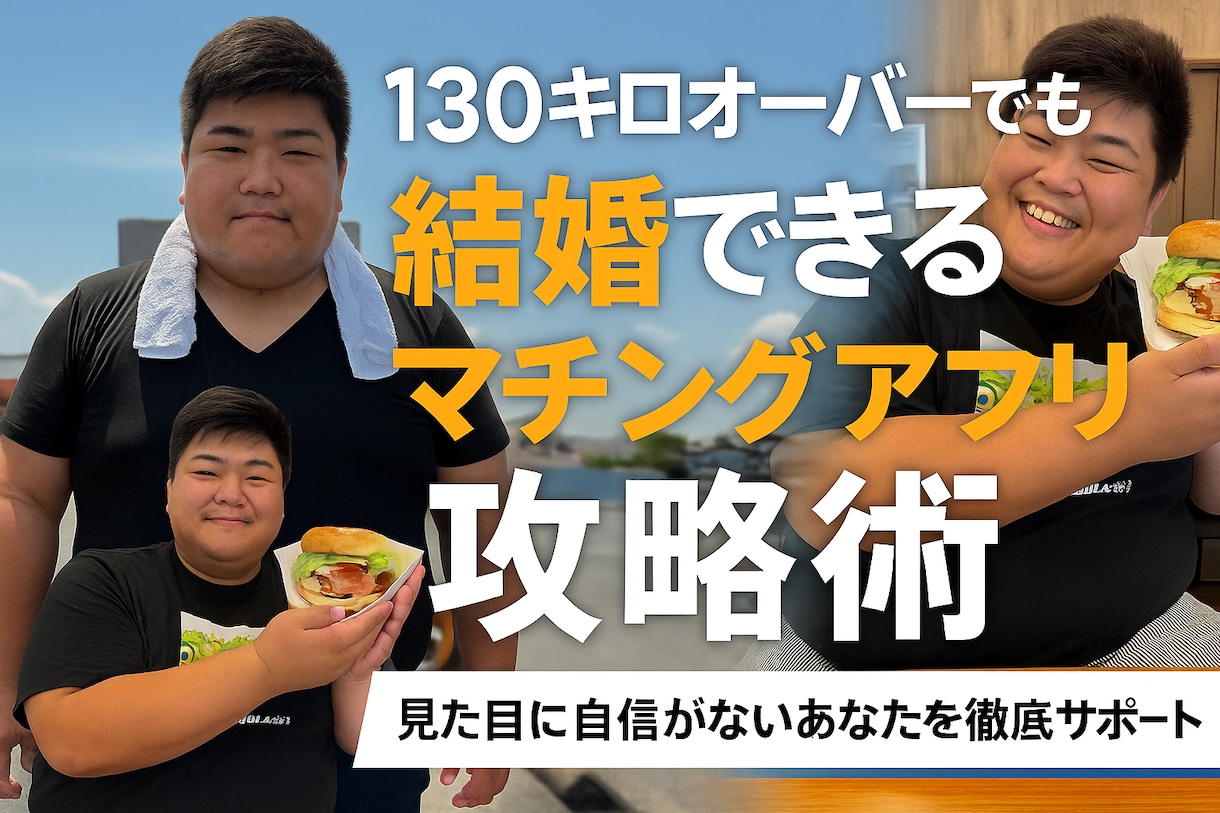 デブ必見！マッチングアプリのアドバイスします 130kgオーバーからアプリ婚！“見た目以外で勝つ戦略” イメージ1