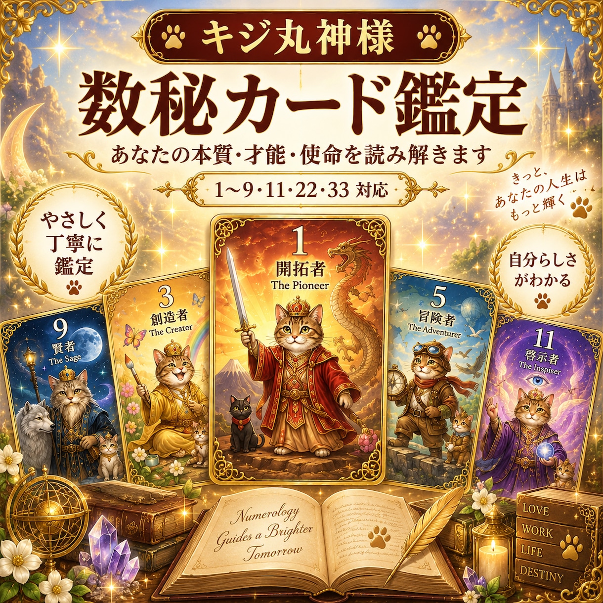 キジ丸神様数秘オラクル本質・才能・使命を鑑定します 生年月日～導く数字で、貴女らしさと人生のヒントを読み解きます イメージ1