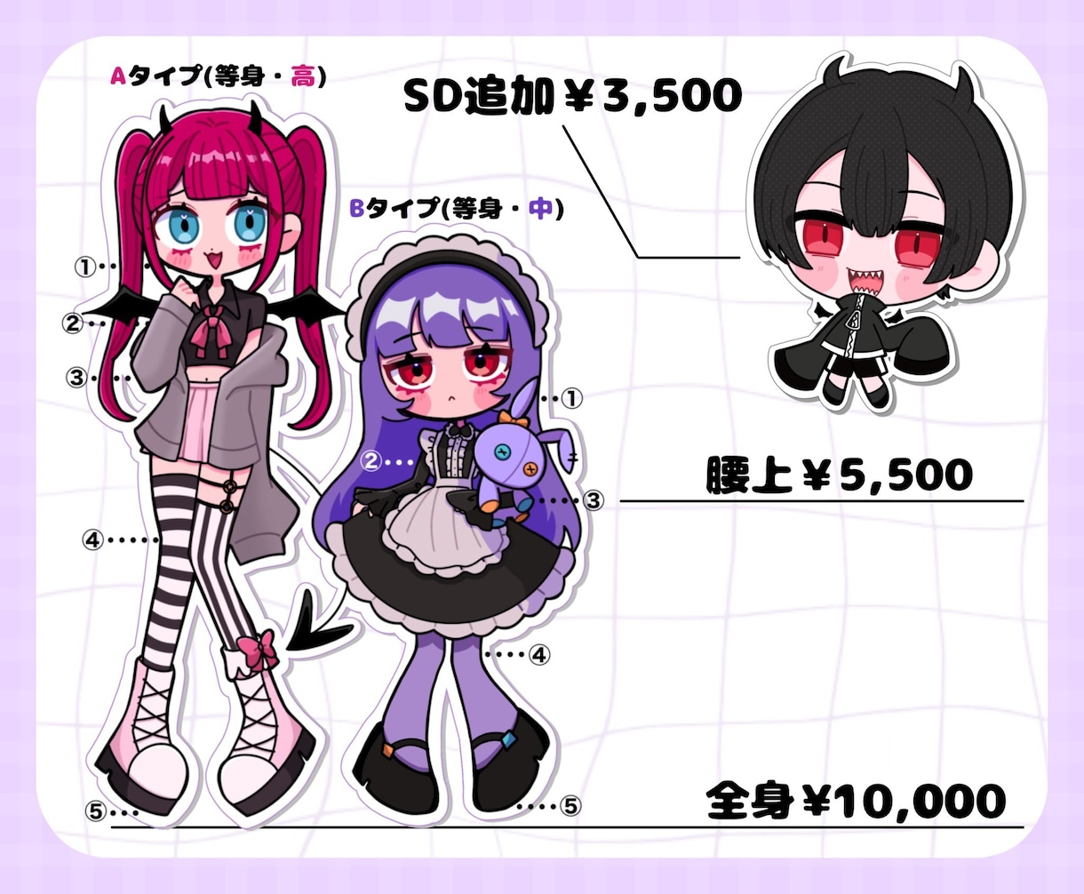 使用用途に合わせたポップな立ち絵をお届けします 【初回割プランあり◎全身立ち絵料金15%OFF】 イメージ2