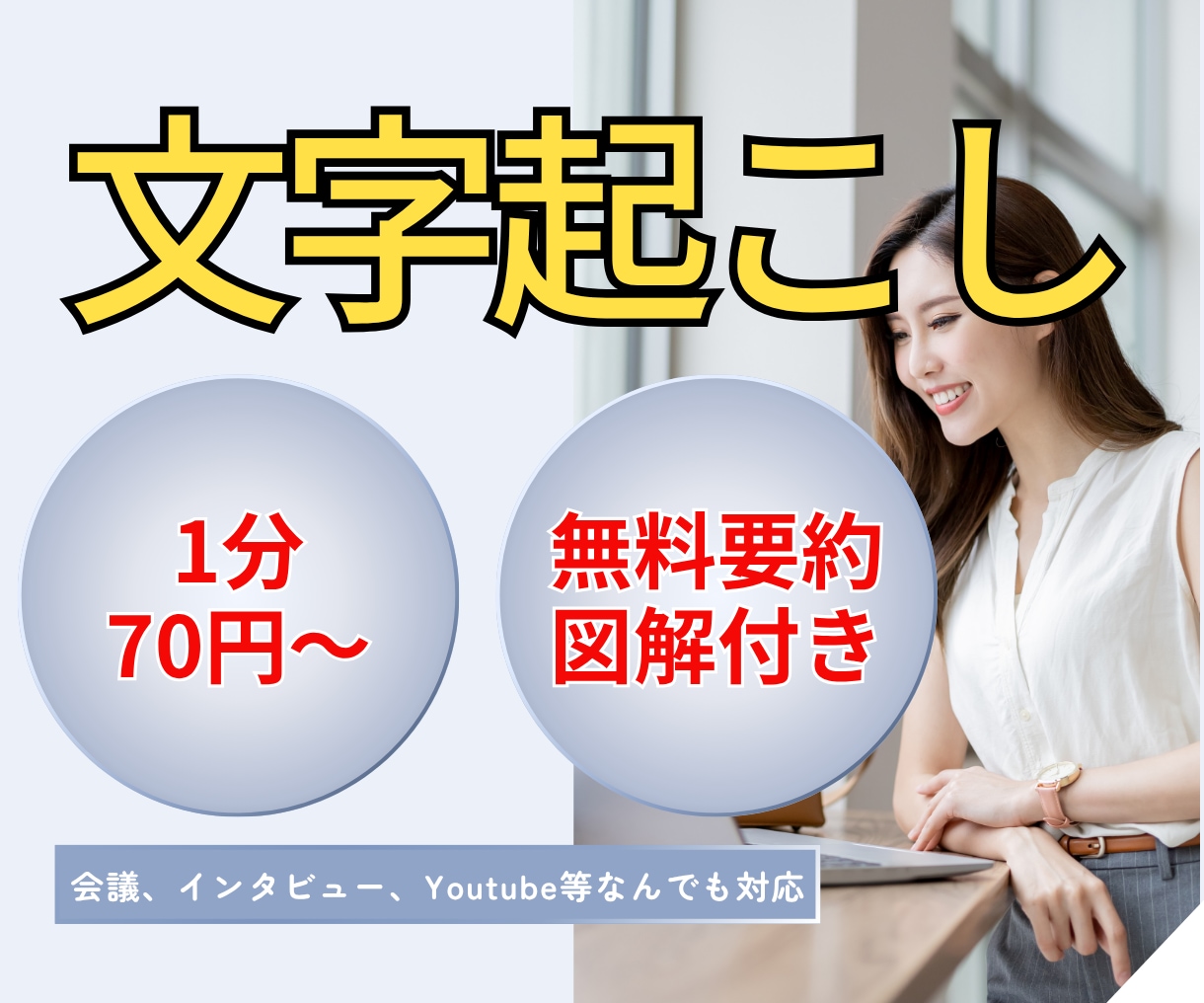 1分70円で動画・音声を文字起こし承ります 面倒な議事録は丸投げ！無料の要約/図解オプションあり！ イメージ1