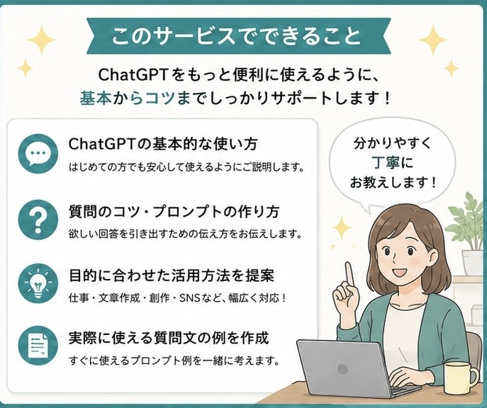 chat GPTの使い方教えます ChatGPT初心者の「分からない」を解決します イメージ2