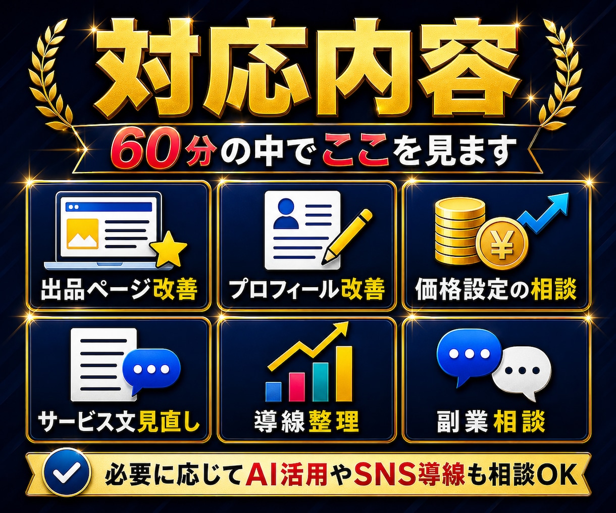副業・ココナラ出品改善を60分でまるっと整理します ココナラ・副業相談・初心者向け出品ページ改善と導線整理・分析 イメージ3