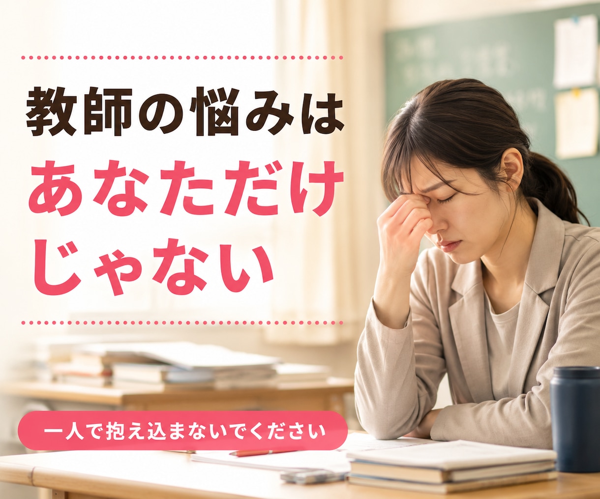 元教員が、頑張り過ぎな先生の悩みに寄り添います 元教員だから分かる。「つらい」「苦しい」悩みの相談室です イメージ2