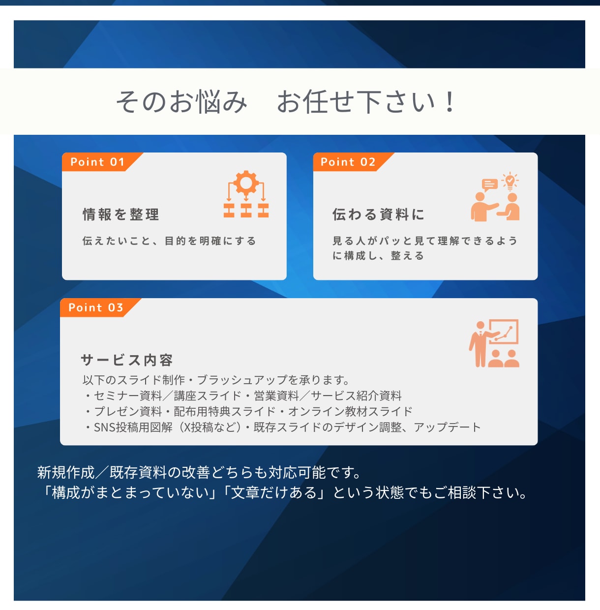 図解で整理！聞き手に『伝わる』スライド作成します 忙しいあなたの『伝えたい』をわかりやすく　スライドに イメージ3