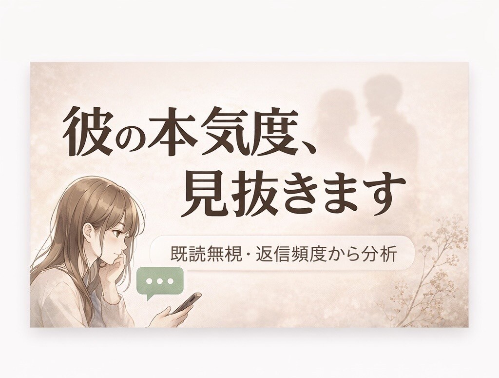 LINEのやり取りから彼の本気度を見抜きます 既読無視・返信頻度・内容から脈あり判断します イメージ1