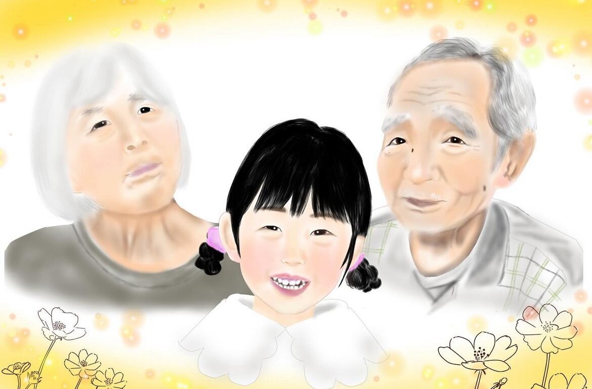 長寿祝いにおすすめ。柔らかいタッチで描きます 大切なご家族様の敬老の日、誕生日、長寿祝いの似顔絵描きます イメージ2