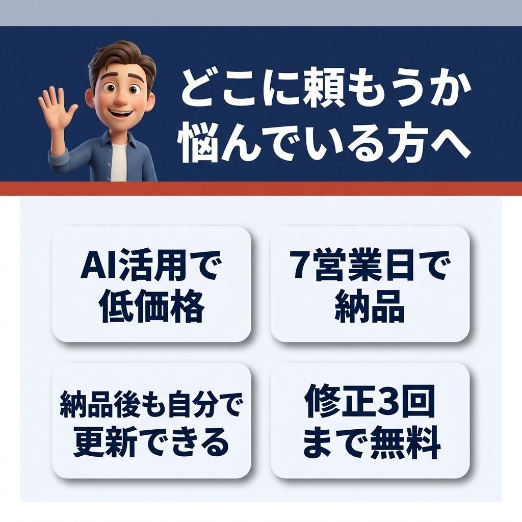 飲食店向けに更新できるHPを作ります AIノーコードで低価格・短納期に対応します イメージ4