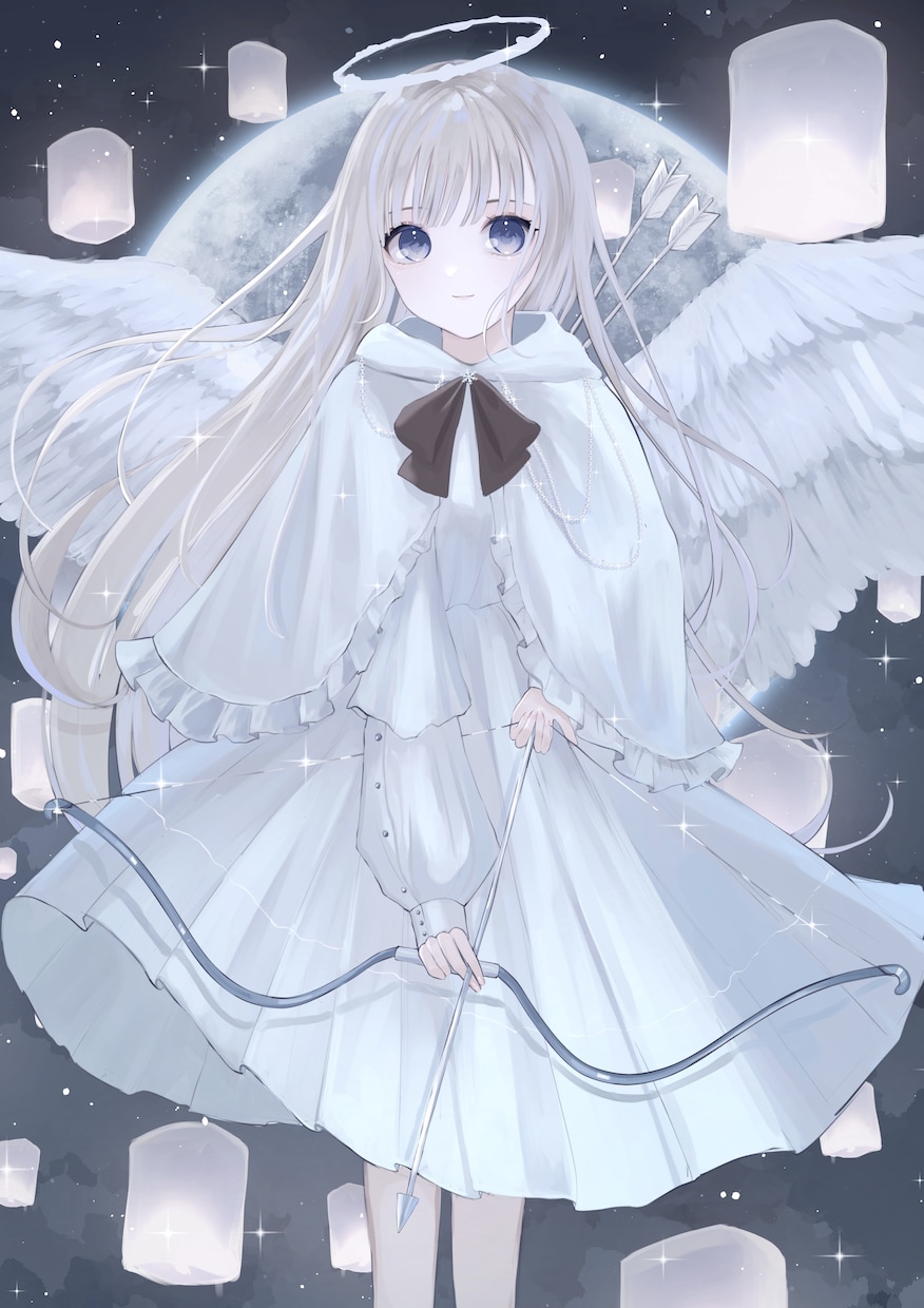 かわいいキャラクターの一枚絵描きます 儚くキラキラした雰囲気のイラストをお求めの方はぜひ！ イメージ4