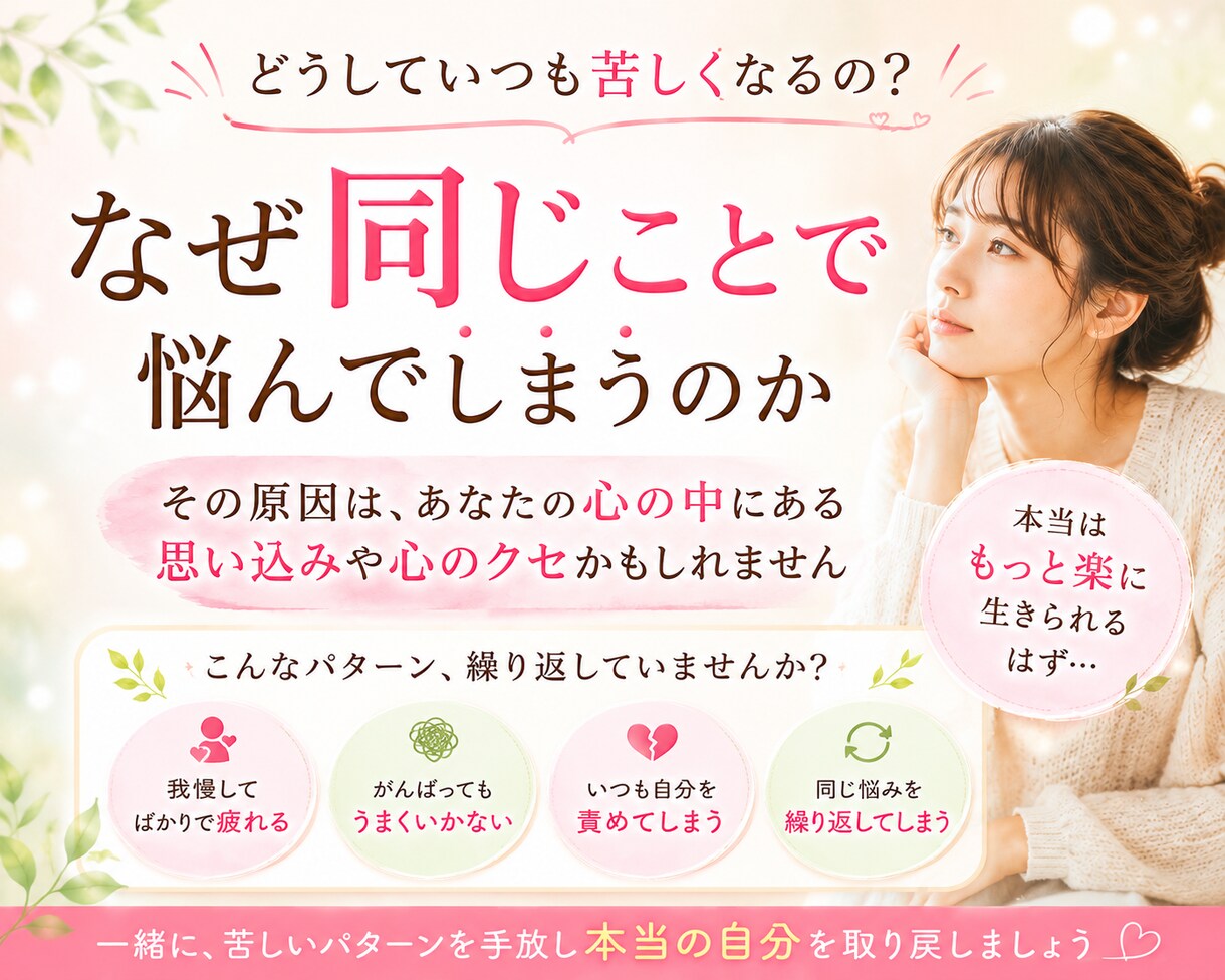 もう自分責めは卒業♡本来の自分、心の本音みつけます 我慢ぐせ・自己否定・繰り返す悩みから抜け出したいあなたへ イメージ3