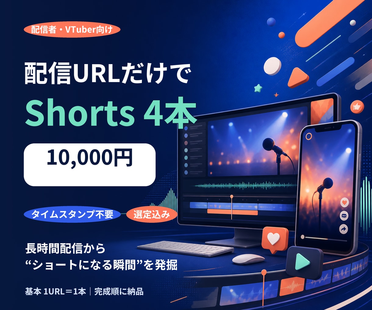 配信URLだけで見どころを選び4本作ります 各URL受領後、通常24〜48時間で初稿 イメージ1