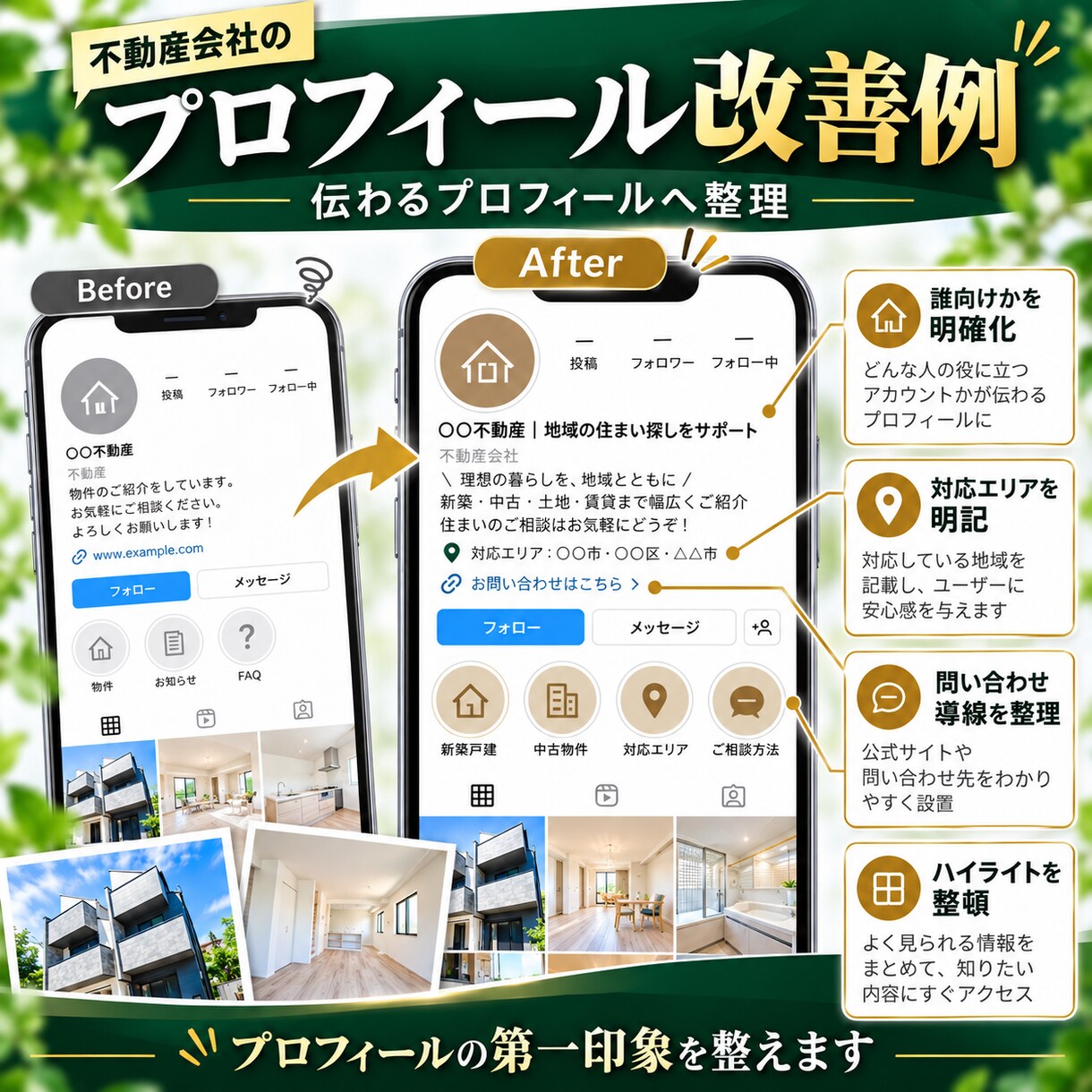 不動産会社のInstagramを診断します 投稿・プロフィール・導線をまとめて改善提案します イメージ3