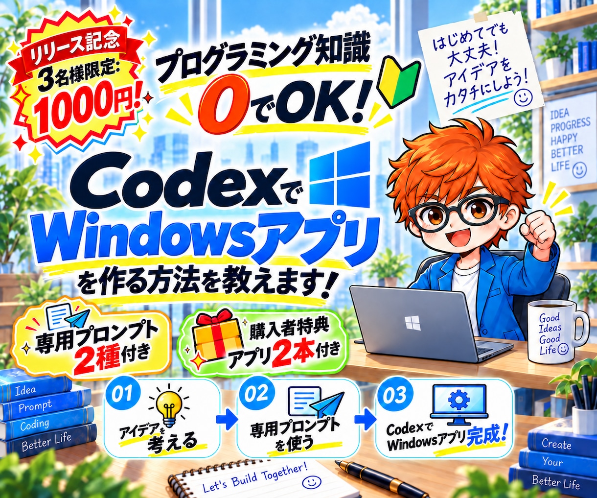 CodexでWindowsアプリ作る方法を教えます プログラミング知識0でOK！アイデアを用意するだけ！ イメージ1