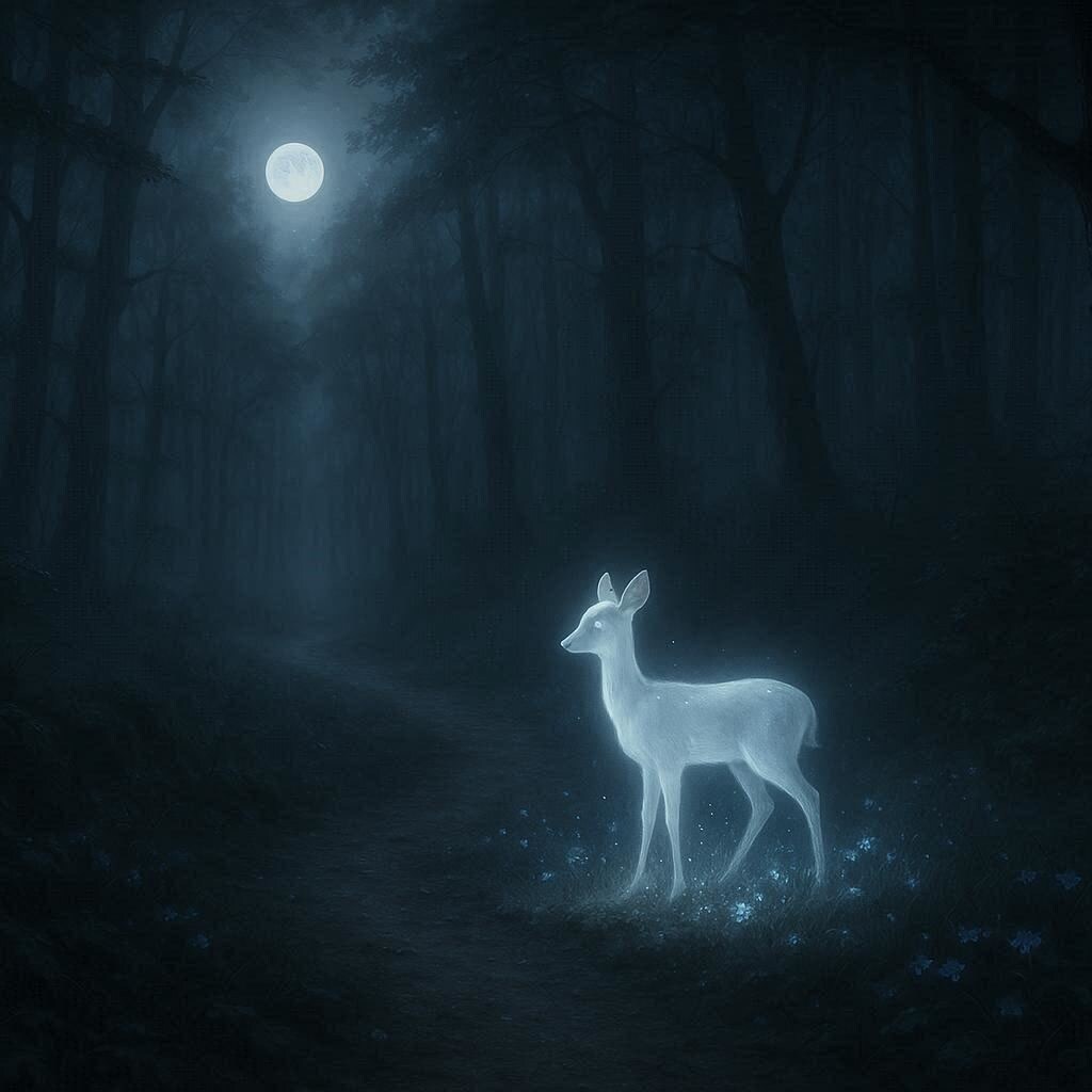 幻想壁紙『月光の道 - 白鹿の章』ます 雨上がりの夜、霧の奥に浮かぶ一筋の道。 イメージ5