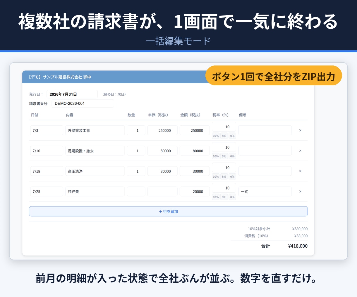 請求書作成をURL1つで自動化・発行します インボイス対応PDF｜月額0円｜効率化・5日でお届け イメージ3