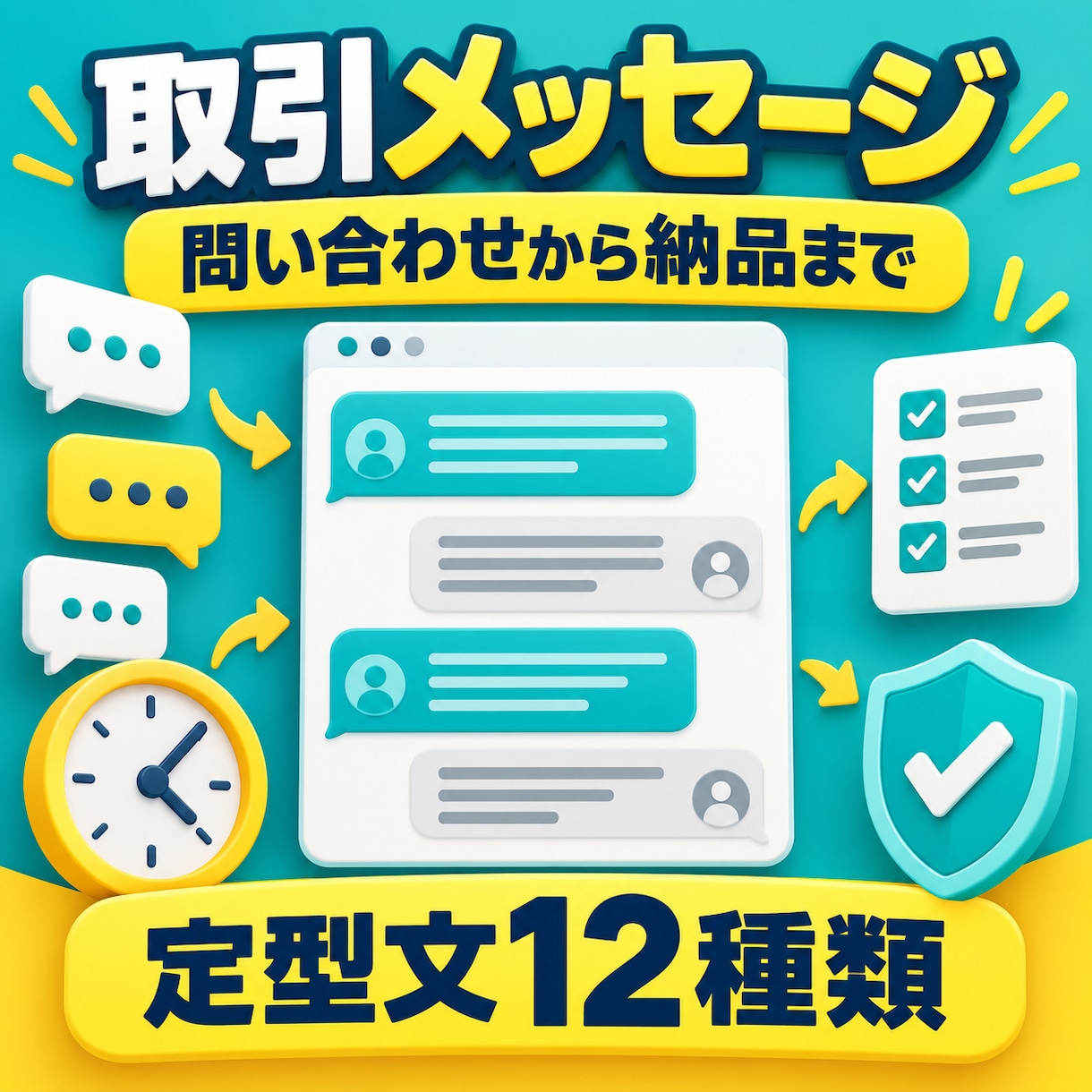 取引で使える定型文12種類を作ります 問い合わせから納品までの文章を業種別に整えます イメージ1