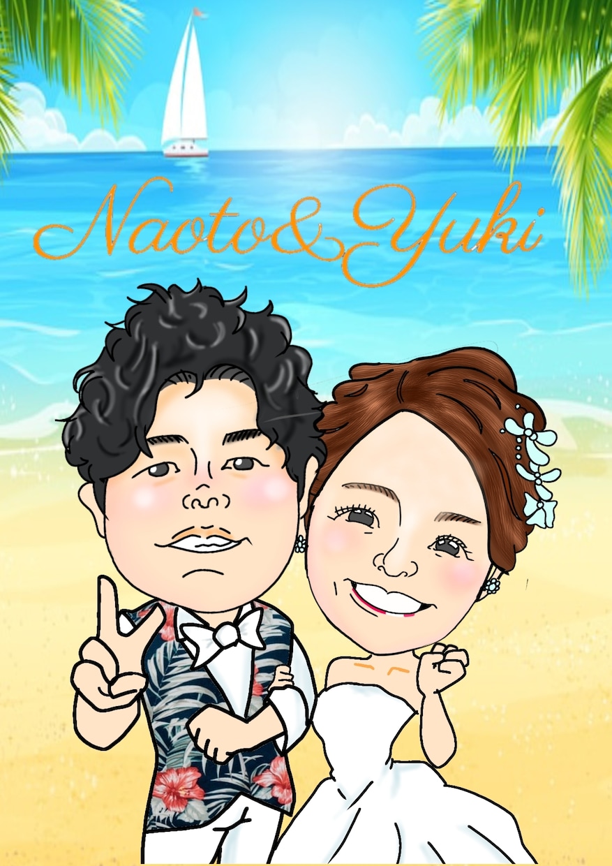結婚式のウェルカムボードの似顔絵作成します あなたの素敵な結婚式の一部にならせてください イメージ2