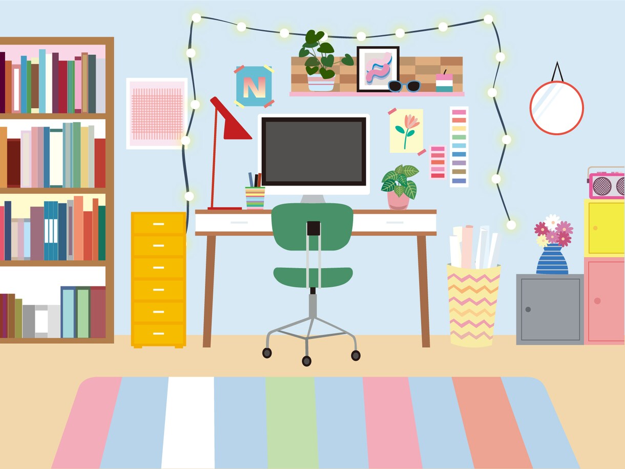 カラフルなインテリアのイメージイラストを作成します こんな部屋で暮らしたい！ワクワクするようなイラストをご提案！ イメージ5