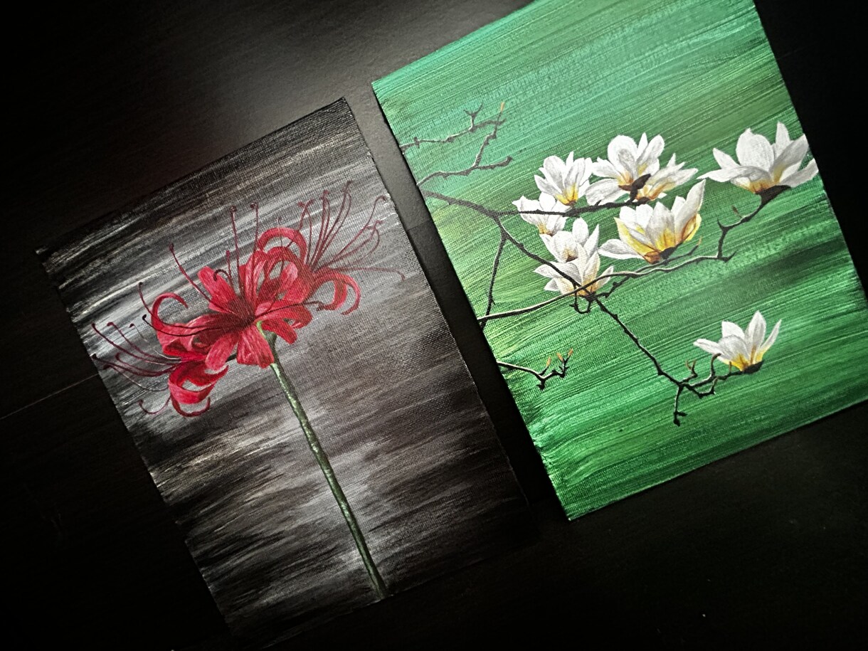 お花の個性あるアクリル画描きます 部屋に飾りたくなるシンプルだけど個性的な植物アート イメージ1