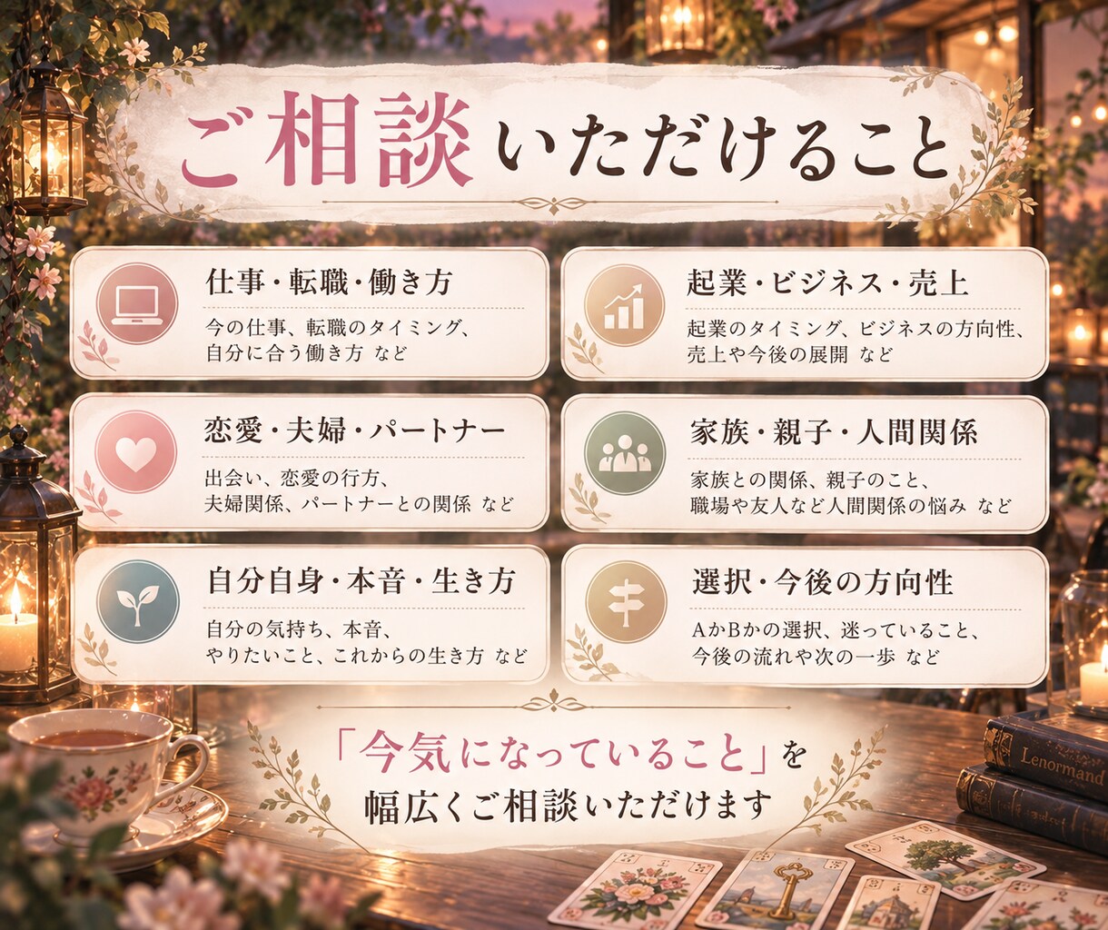 ルノルマン×対話で本音と次の一歩を読み解きます 今の自分と、次の一歩を見つける、対話×カードの時間 イメージ4