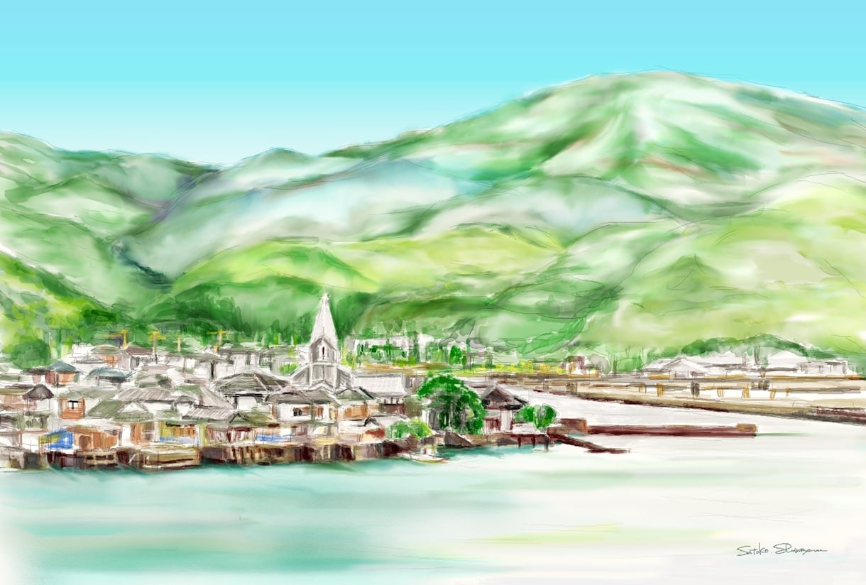 好きな風景をデジタル水彩画で描きます 旅行先の想いでの風景やいつも見る風景を絵葉書にしませんか イメージ8