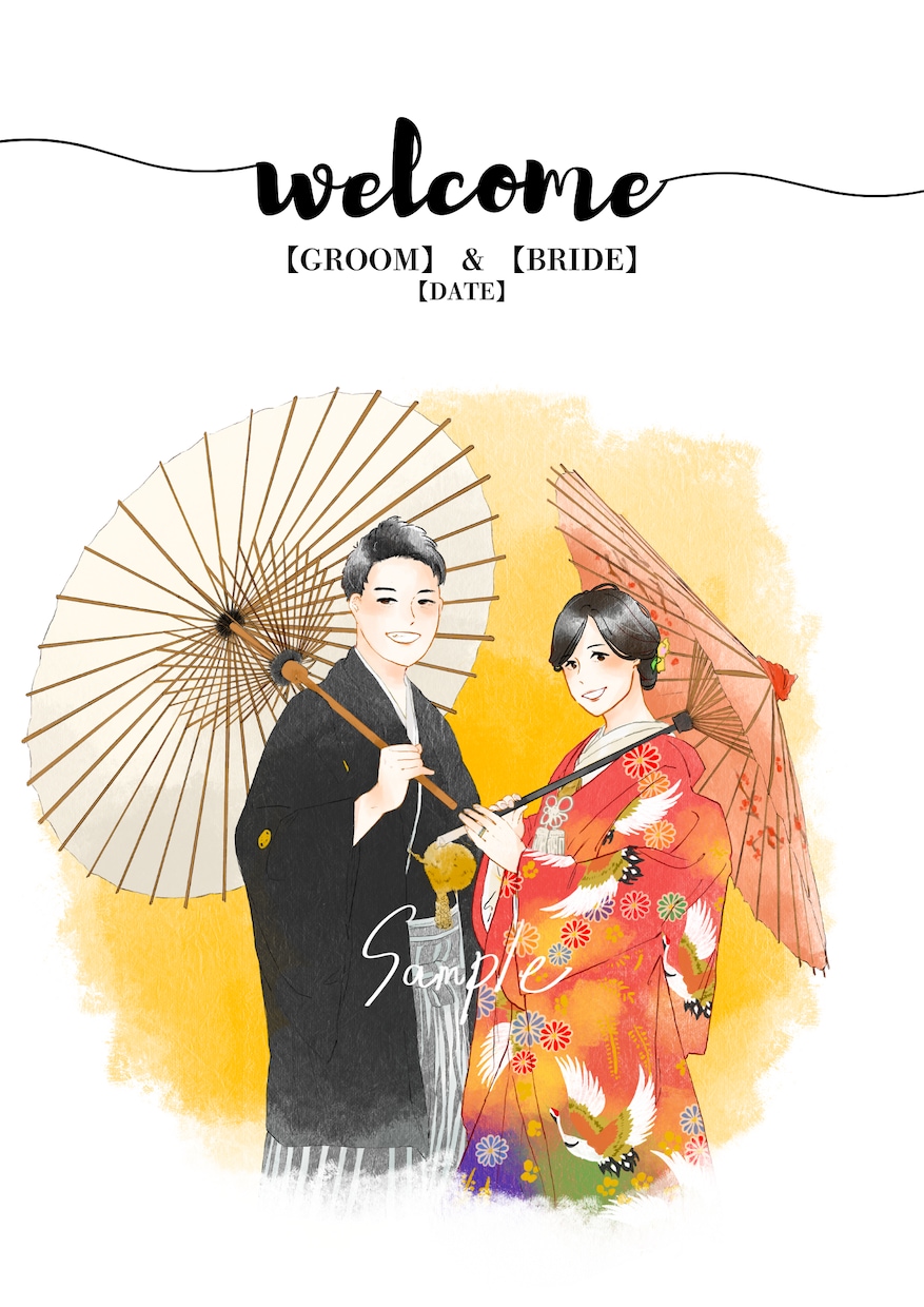 フルカラー似顔絵でウェルカムボード描きます 結婚式からSNSまで使えるデータ納品の似顔絵イラスト イメージ2