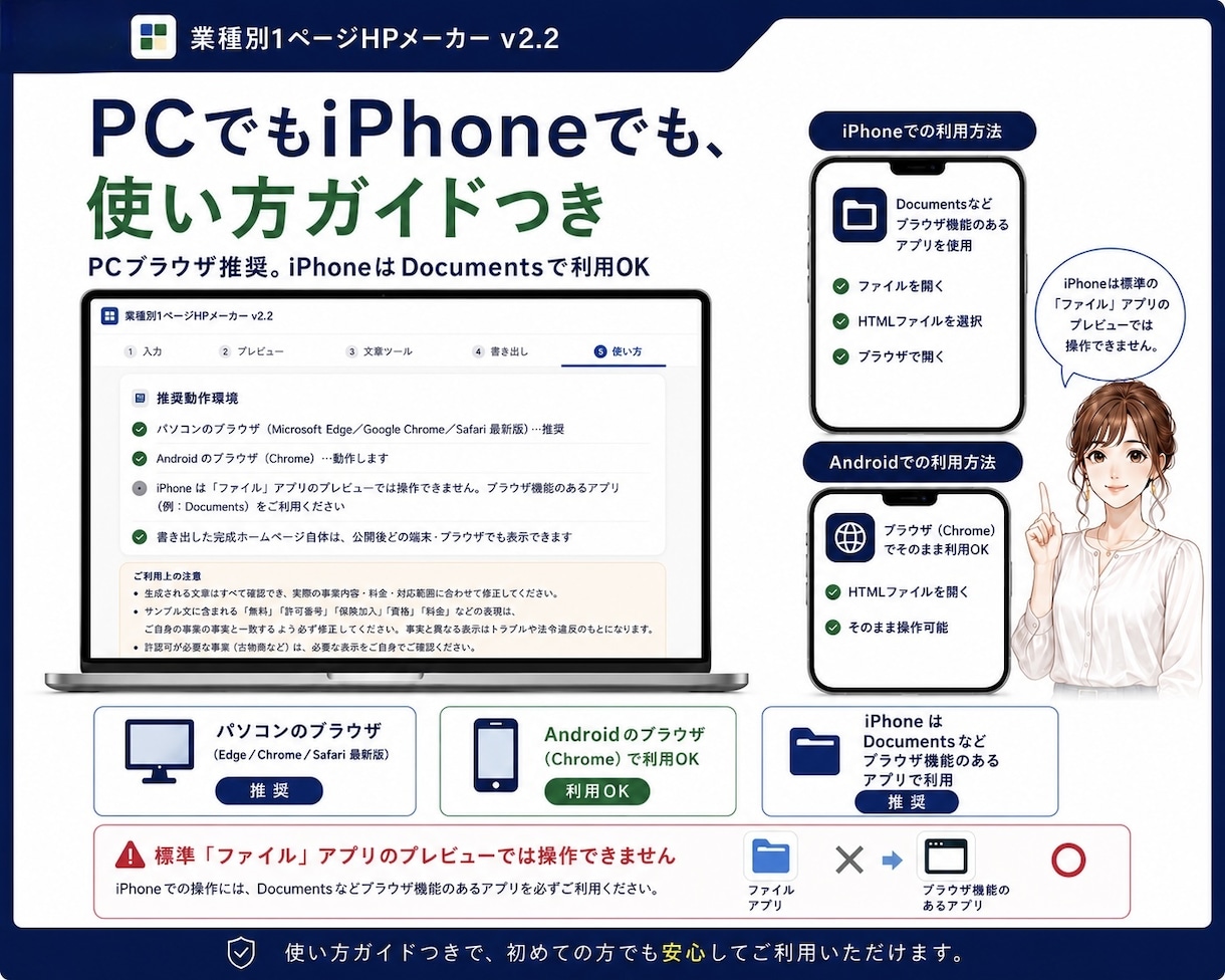 簡単にホームページ内容を作成するキットご用意します お店の名前・地域・電話番号を入れるだけで1ページHP原稿完成 イメージ9