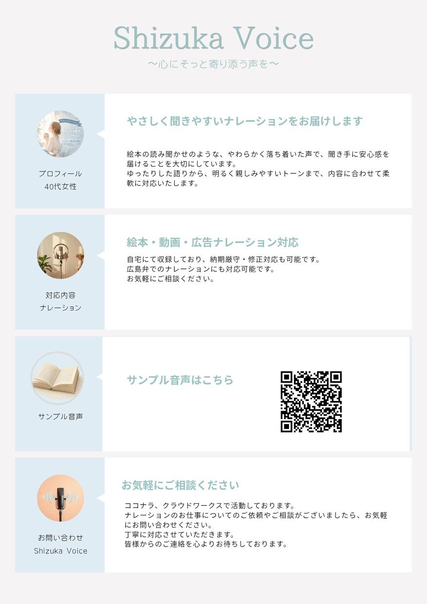 やさしく聞きやすいナレーションお届けします 優しく落ち着いた声で、広島弁にも対応しています イメージ2