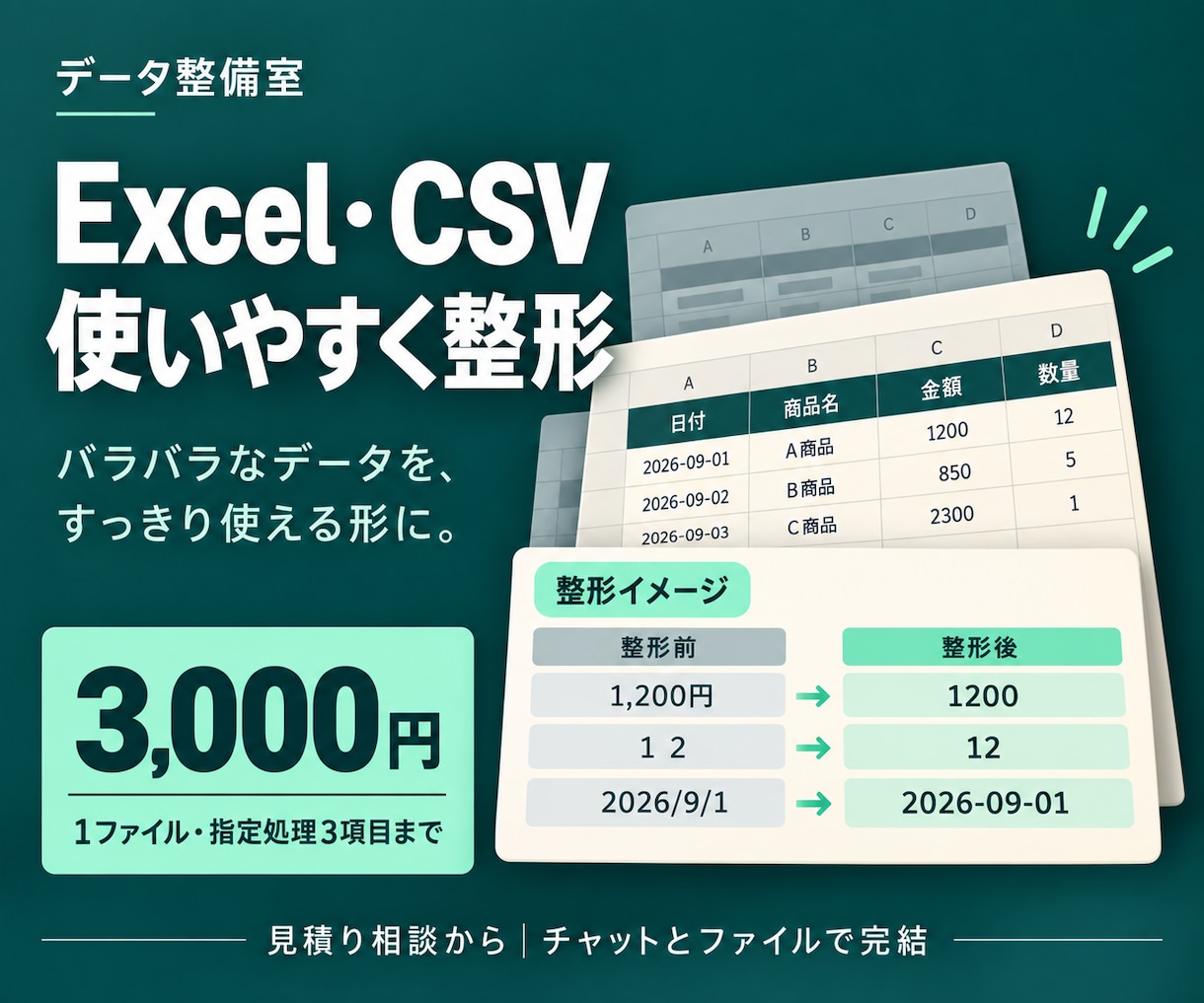 Excel・CSVを使いやすく整えます 表記ゆれ・重複を整理し、変更点と確認事項もお渡し イメージ1