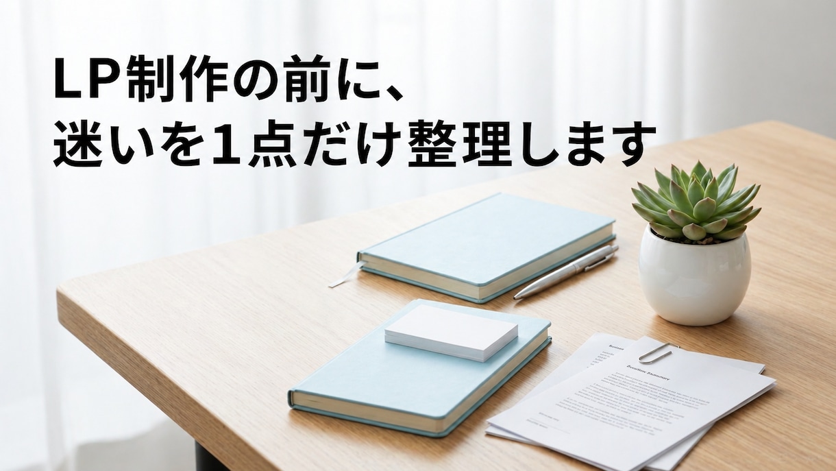 LP制作の前に、迷いを1点だけ整理します LP制作で、どこで詰まっているかを整理します イメージ1