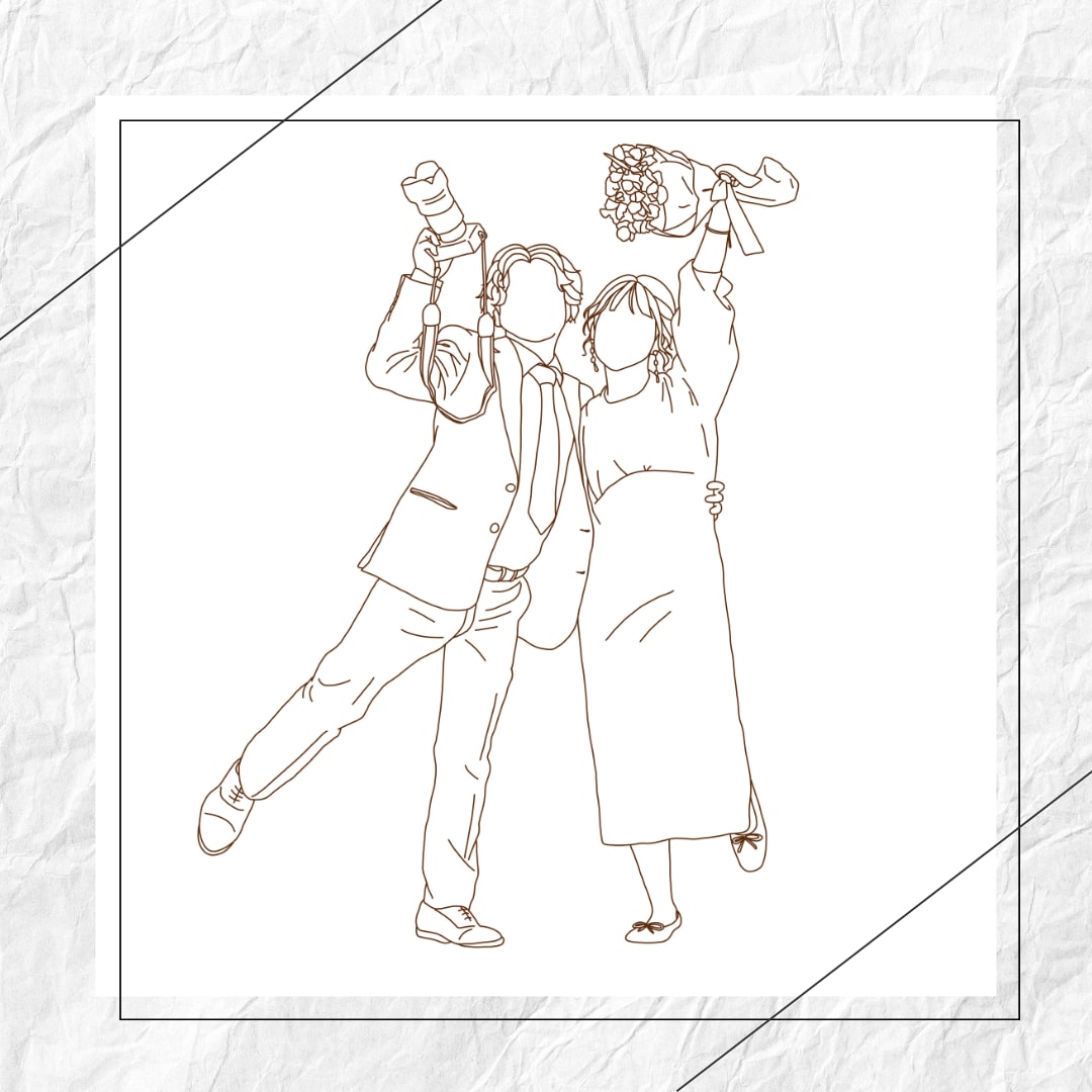 シンプルでおしゃれな線画イラストを描きます ウェルカムボード/記念日/両親贈呈品/誕生日/出産祝いなど イメージ1