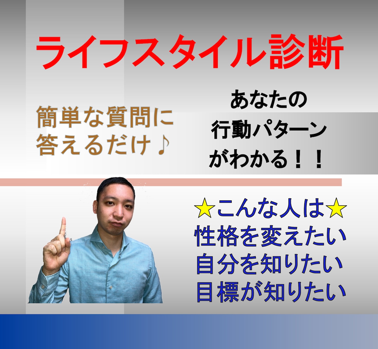 簡単性格診断！あなたの行動パターンを分析します もっと自分を知りたい！自分を変えたい人は受けてみて‼ イメージ1