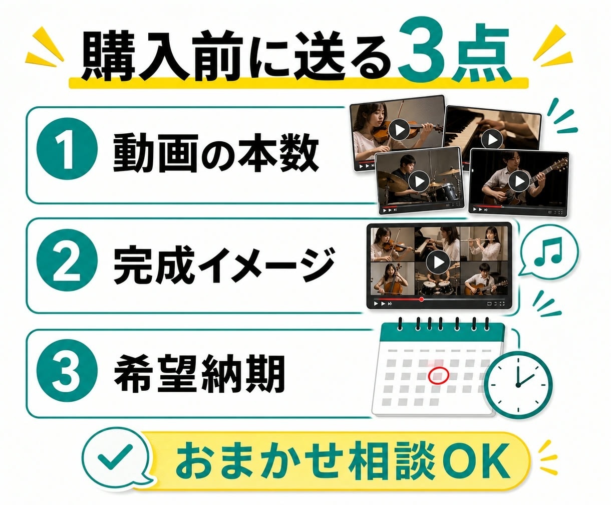 オンラインセッション・演奏動画を編集します 別撮り・複数カメラ・画面分割に対応します イメージ4