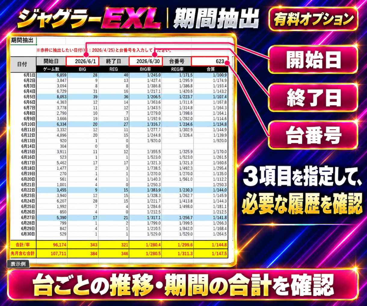 ジャグラー設定判別・データ分析ツールを提供します パチスロ分析を効率化｜全台一括判別・買い切りExcel イメージ10