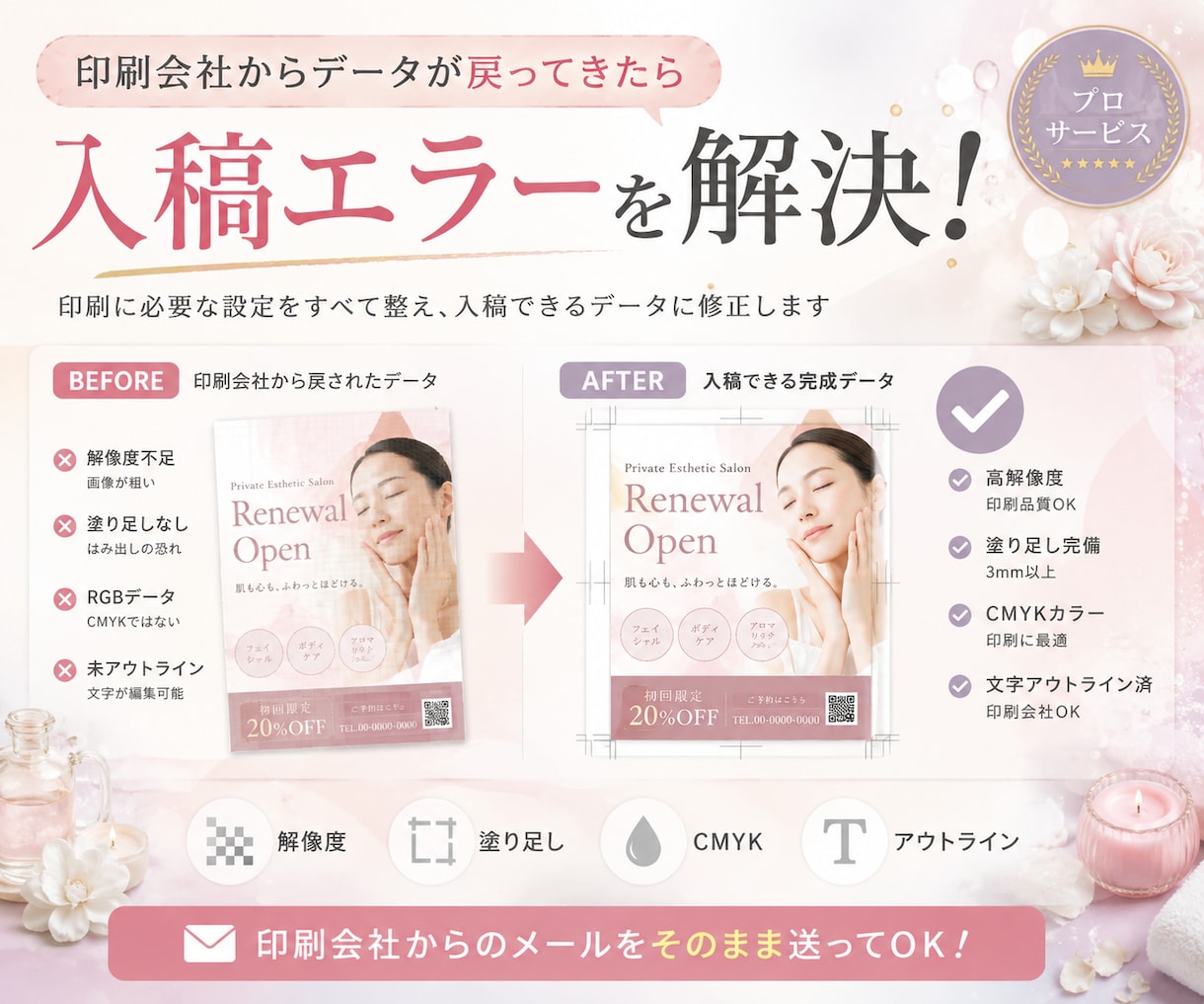 印刷会社から戻された入稿データを修正します 「データ不備あり」と言われても大丈夫！印刷用データに整えます イメージ1