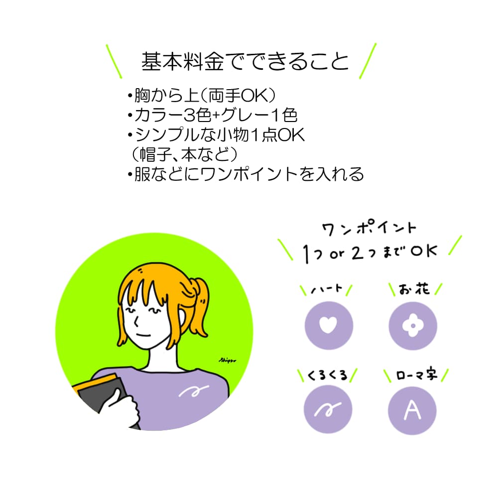 シンプルでポップ、個性的な人物アイコン描きます SNSやブログなどに目を引くオリジナルアイコンいかがですか？ イメージ2