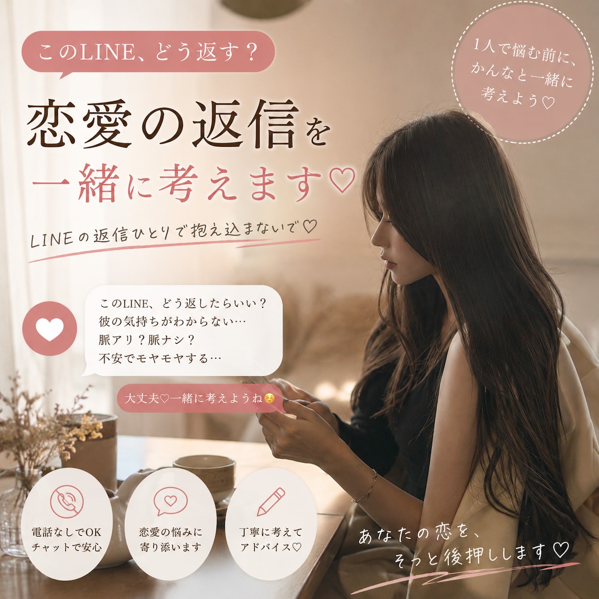 このLINE、どう返す？恋愛の返信を一緒に考えます LINEの返信ひとりで考えなくて大丈夫♡一緒に考えます♡ イメージ1