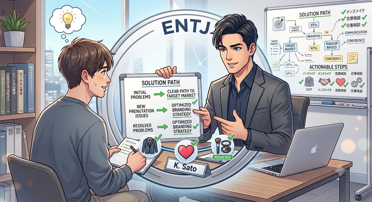 ENTJが仕事・恋愛・メイクの悩みを解決します 仕事・恋愛・メイクあなたの課題をクリアにする行動サジェスト イメージ2